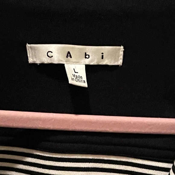 CAbi Blue White Striped Double Breasted Nautical Blazer Gold buttons preppy L - Picture 15 of 15